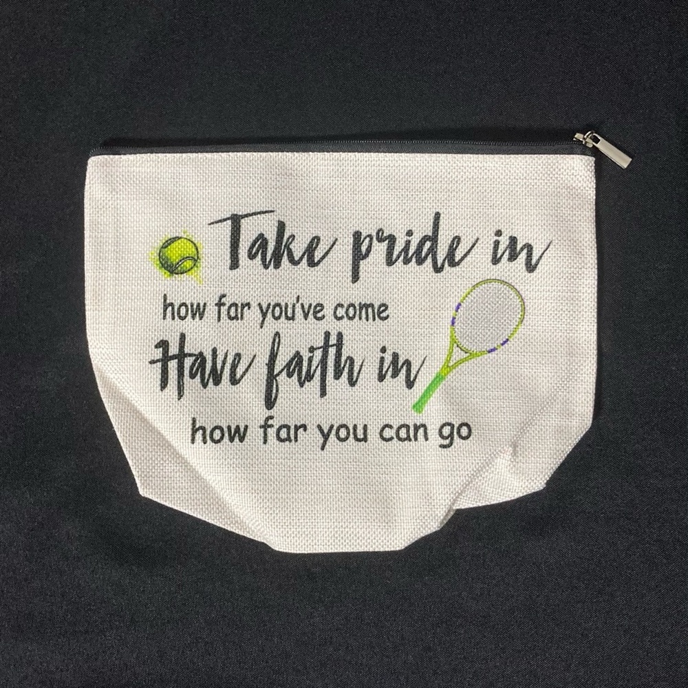Women’s Sports White Canvas Medium Cosmetic Bag Inspirational Quote Graphic